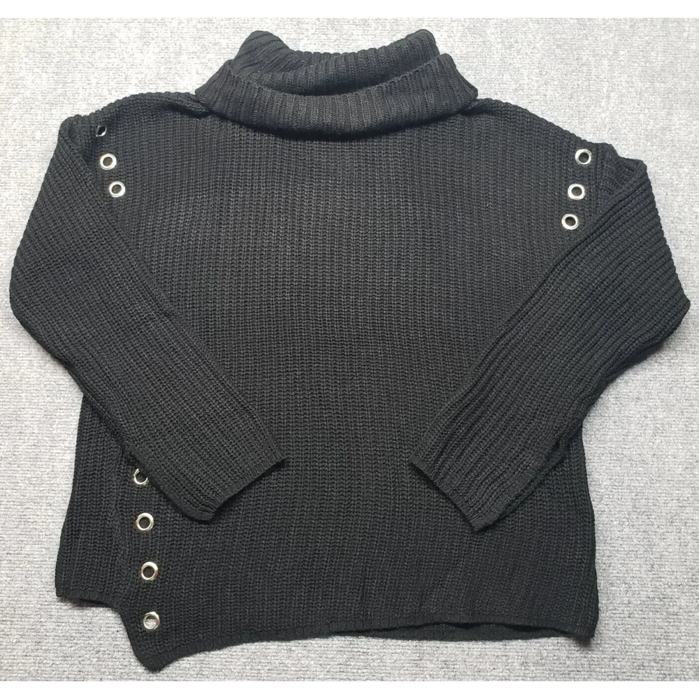 NY Collection Sweater Womens XL Black Solid Arcylic Cowl Neck Long Sleeve New